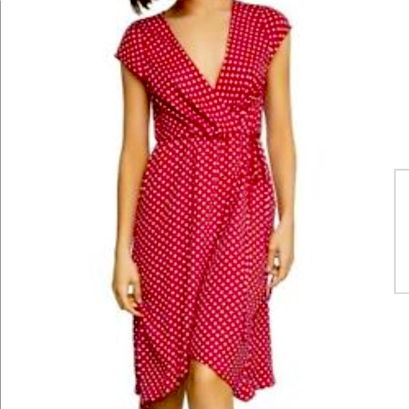 NWT BCBGMAXAZRIA Polka-Dot Faux-Wrap Dress SZ XS - Picture 8 of 8
